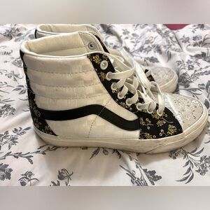 VANS shoes womens high top floral white